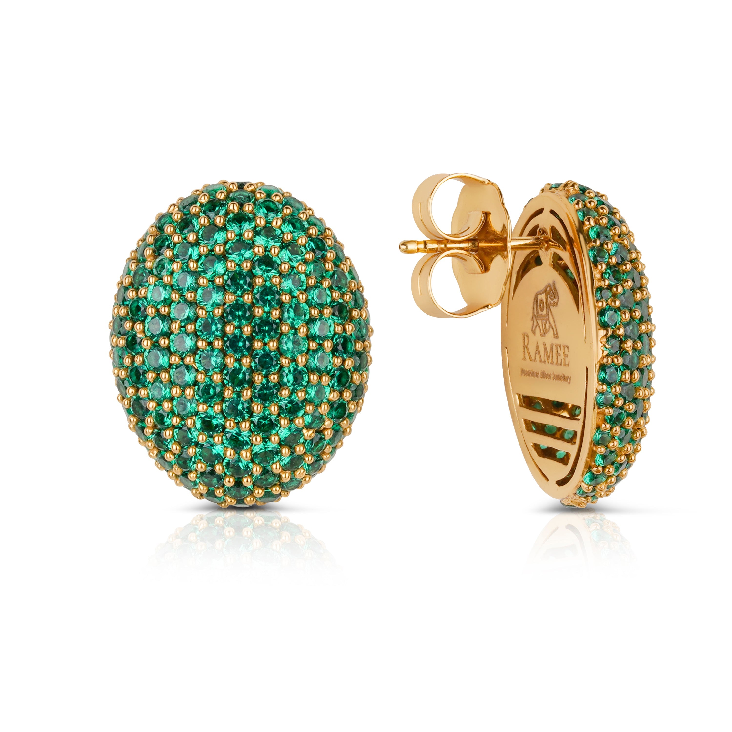 The Statement Earrings Yellow Gold Emerald - Main Image