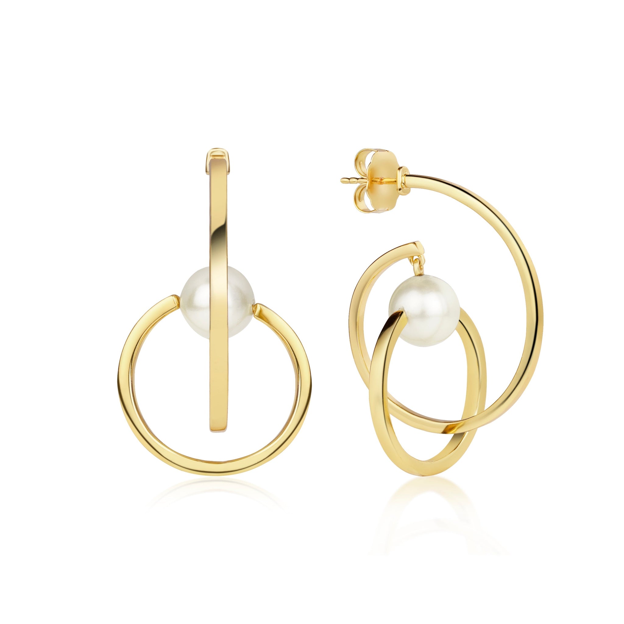 Orbit of Pearl Earrings - Absolute Gold