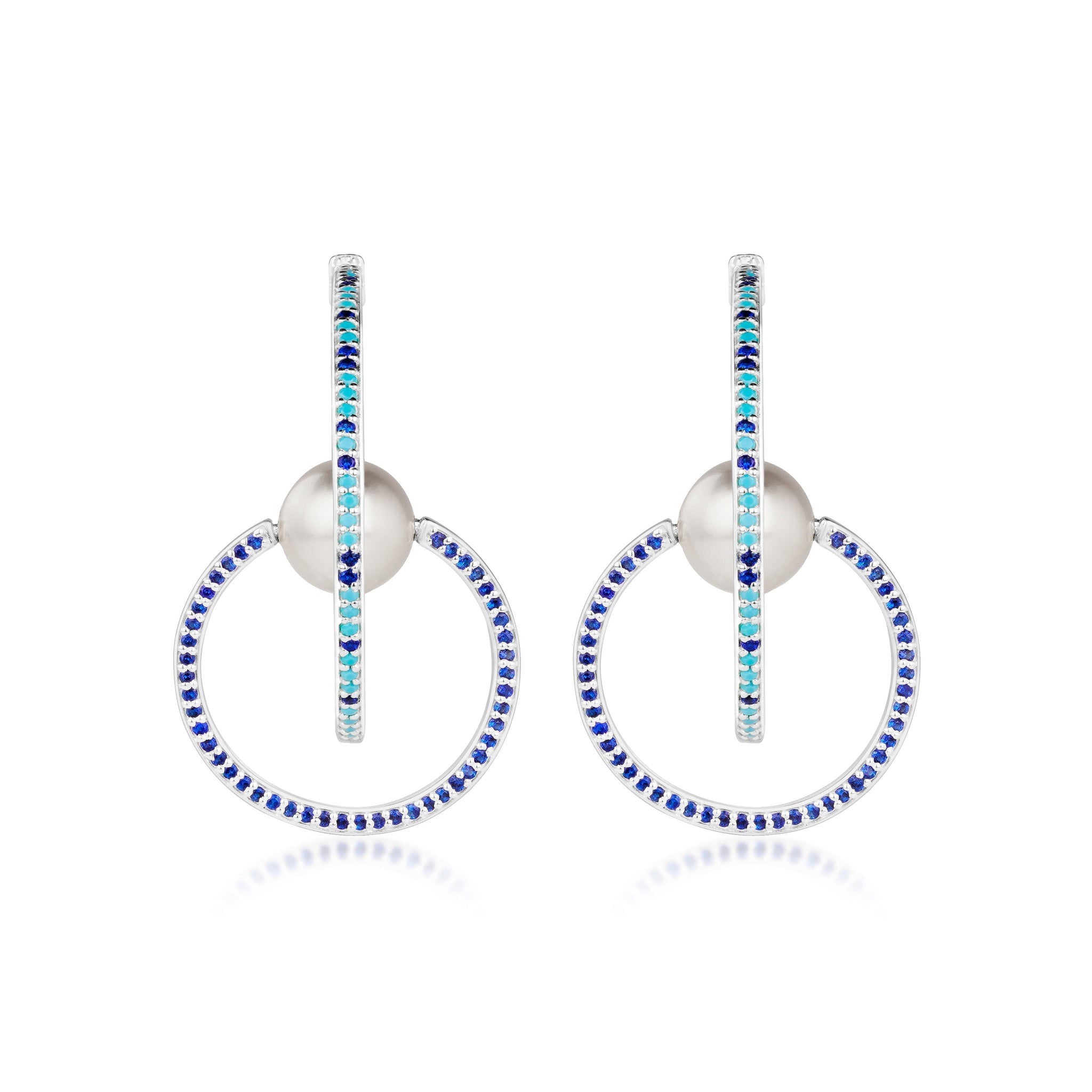 Orbit of Pearl Earrings - Blue Lagoon