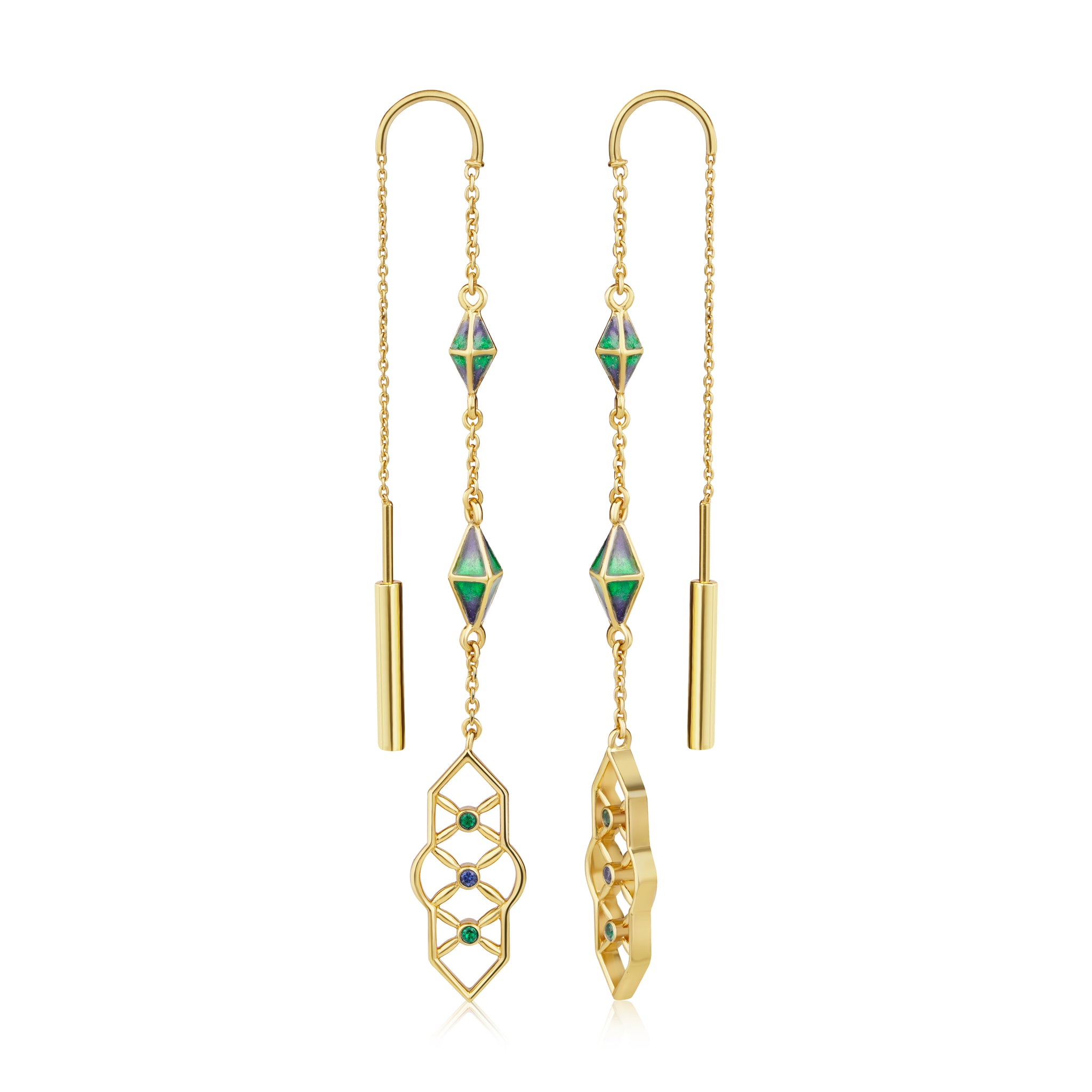 The Element Earrings - Gold and Green