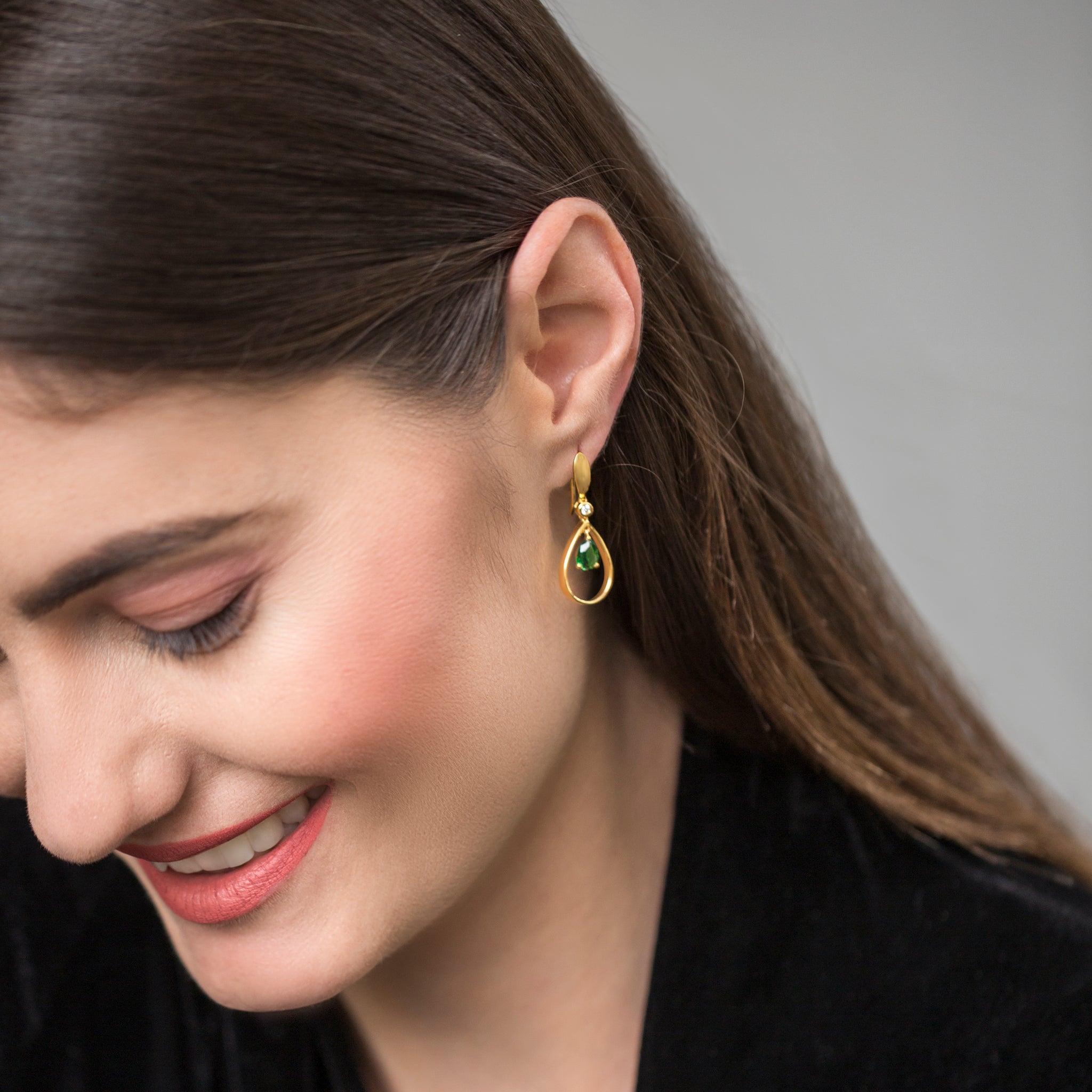 Evergreen Designer Earrings - Gold and Green