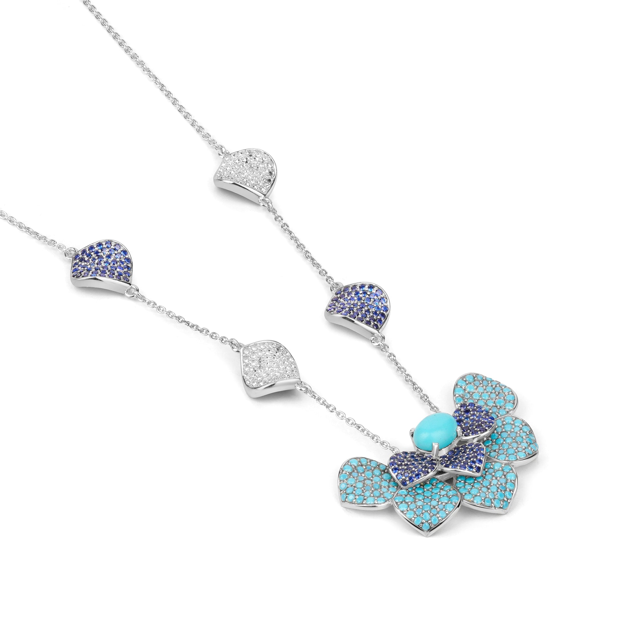 Glorious Petal Necklace - Turquoise Blue