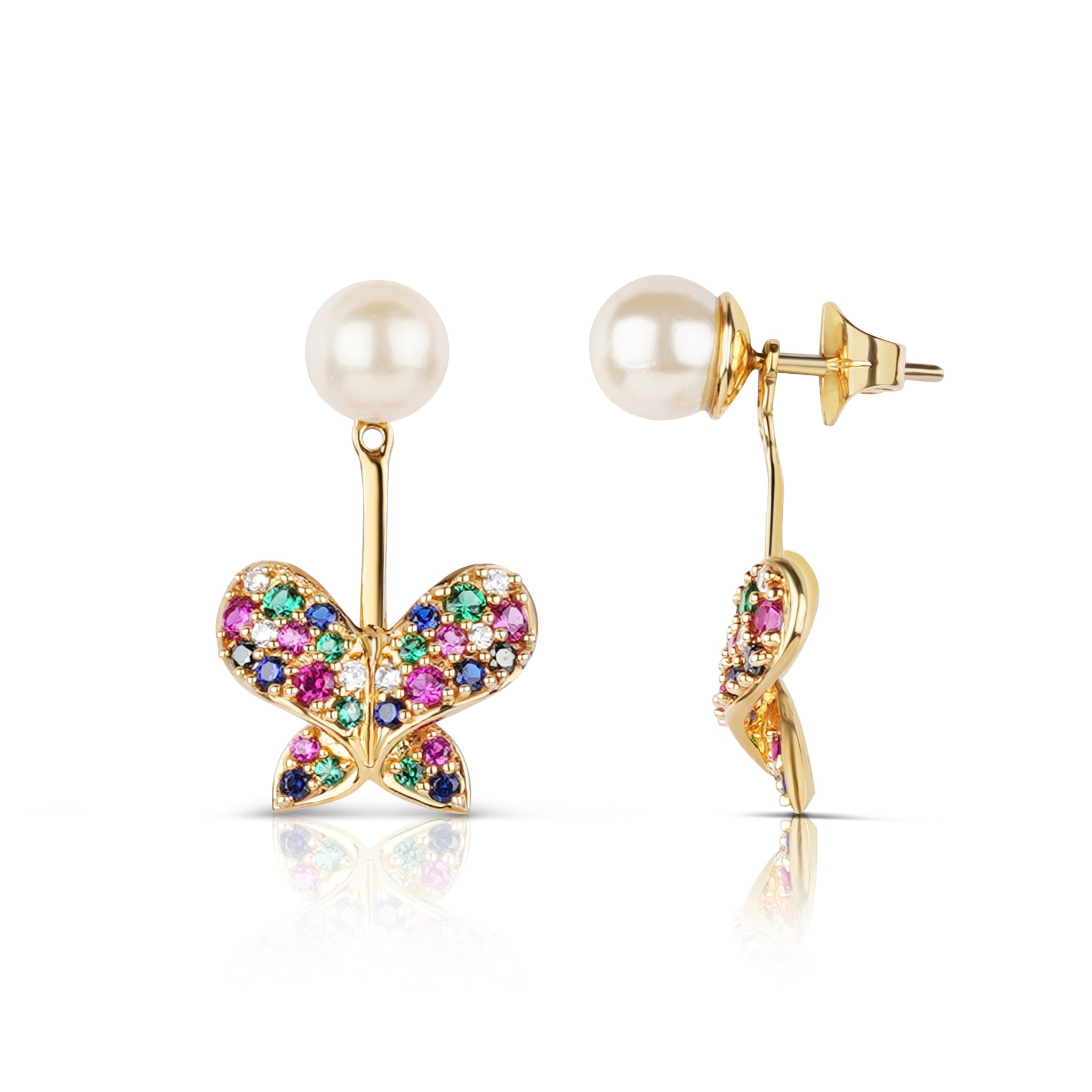 Floral Garden Pearl Earrings - Vibrant Yellow