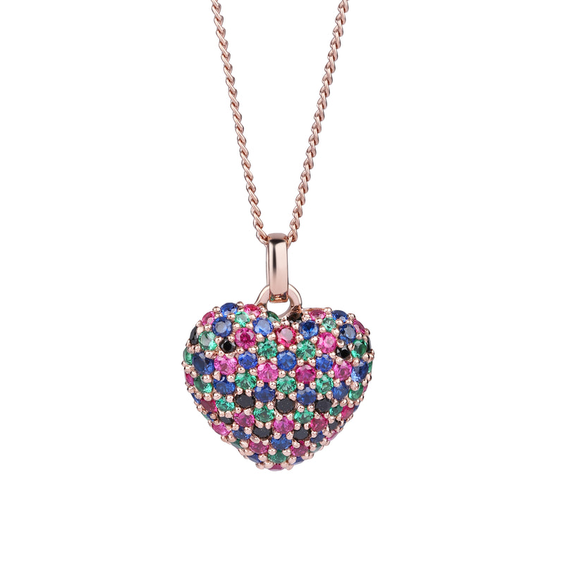 Celebrity Heart Necklace - Vibrant Rose