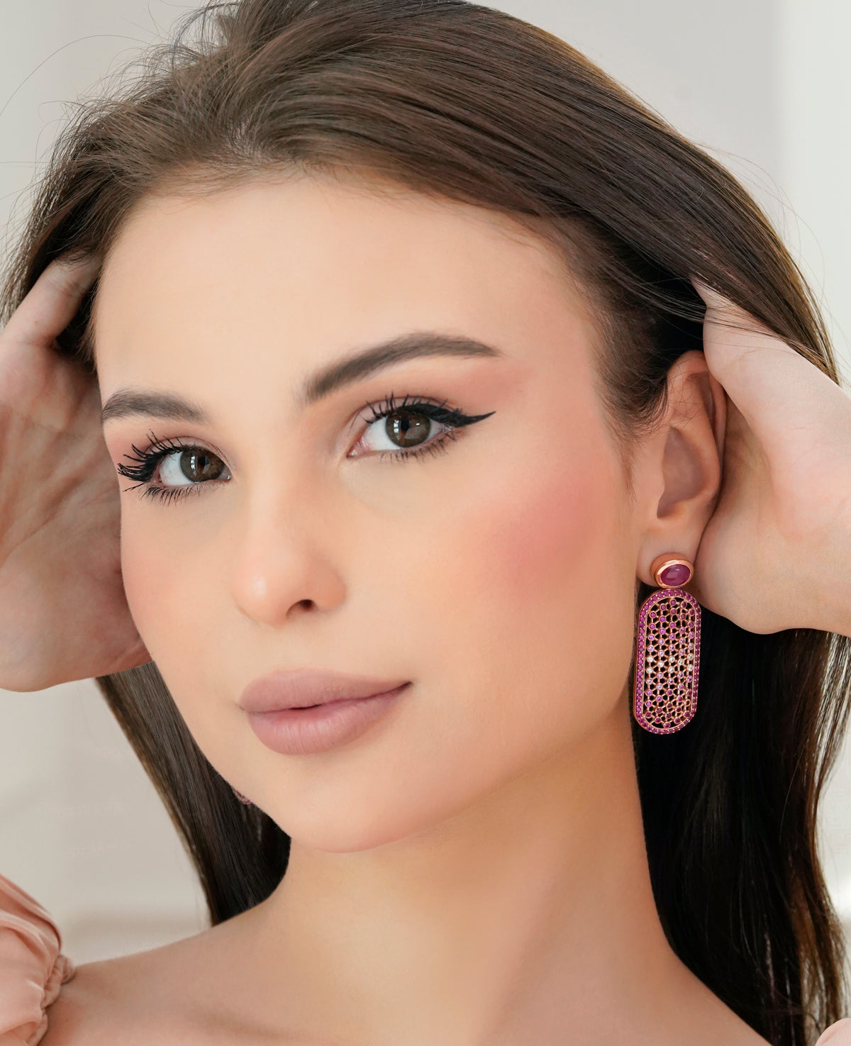 Posh Mesh Earrings - Pink Quartz