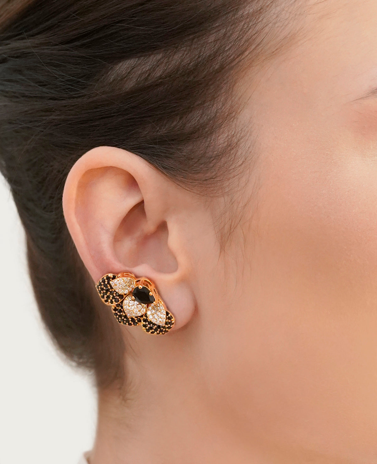 Glorious Petal Earrings - Midnight Gold