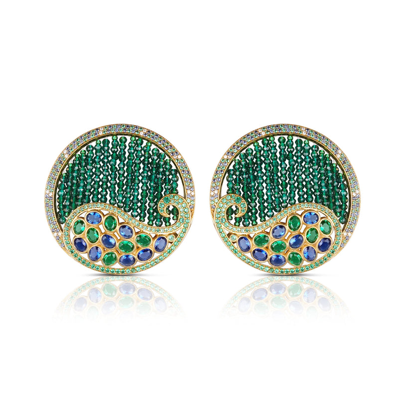 Peacock Throne Earrings - Emerald